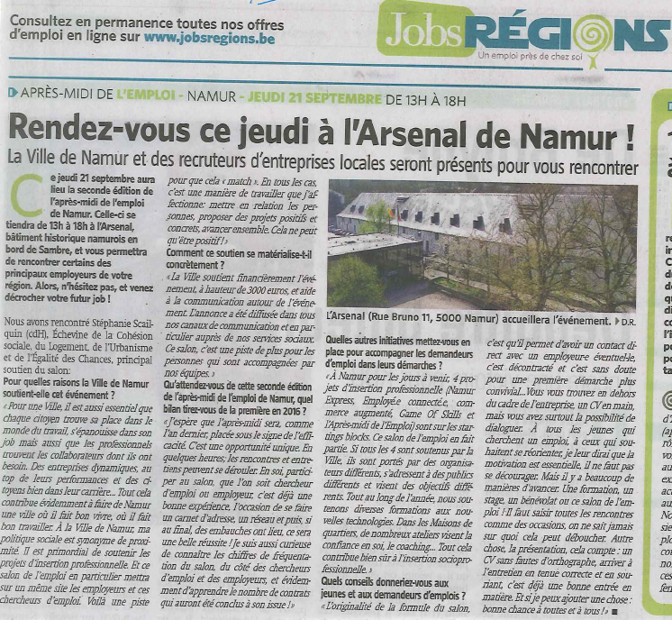 Namur : salon Jobs Regions